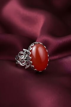 El İşçiliği Özel Tasarım Akik Taşlı Kadın Yüzük