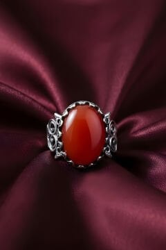 El İşçiliği Özel Tasarım Akik Taşlı Kadın Yüzük