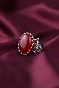 El İşçiliği Özel Tasarım Akik Taşlı Kadın Yüzük