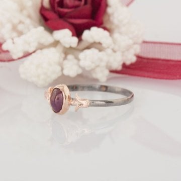 Yakut Taşlı El İşi Minimal Gümüş Yüzük