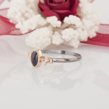 Safir Taşlı El İşi Minimal Gümüş Yüzük