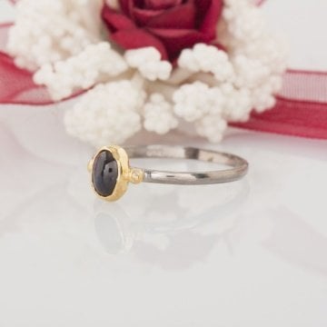 Safir Taşlı El İşi Minimal Gümüş Yüzük