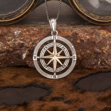 Pusula Model Gümüş Kolye