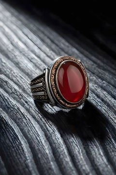 Yadigar Model Akik Taşlı Gümüş Erkek Yüzük