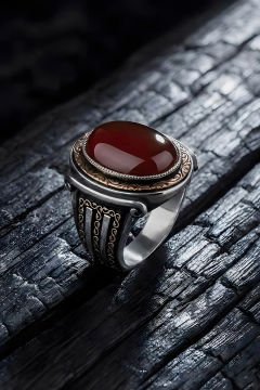 Yadigar Model Akik Taşlı Gümüş Erkek Yüzük