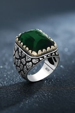 Yeşil Zirkon Taşlı Gümüş Yüzük