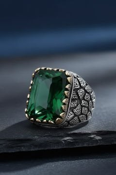 Yeşil Zirkon Taşlı Gümüş Yüzük