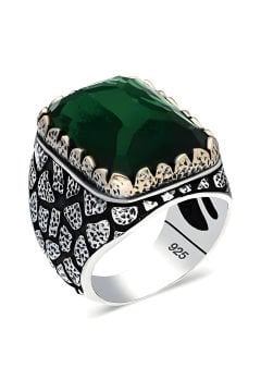 Yeşil Zirkon Taşlı Gümüş Yüzük