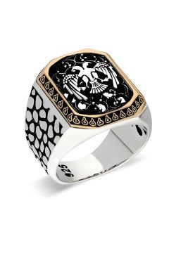 Benekli Model Selçuklu Kartallı Taşsız Yüzük