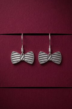 Papyon Detaylı 925 Ayar Gümüş Kadın Küpe