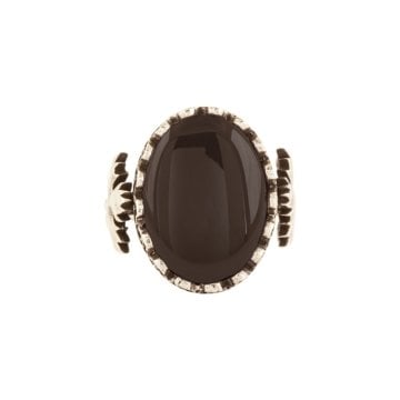 Çınar Yaprağı Oniks Taşlı El İşi Gümüş Yüzük