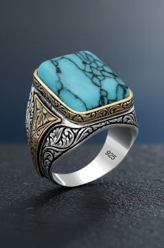 Firuze Taşlı Gümüş Yüzük