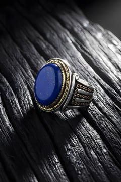 Yadigar Model Lapis Lazuli Taşlı Gümüş Erkek Yüzük