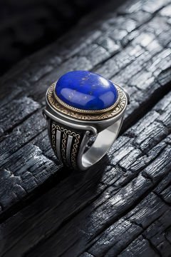 Yadigar Model Lapis Lazuli Taşlı Gümüş Erkek Yüzük