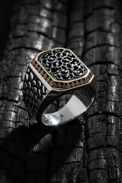 Benekli Model Taşsız Gümüş Yüzük