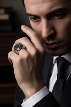 Benekli Model Taşsız Gümüş Yüzük