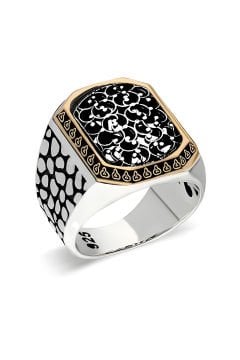 Benekli Model Taşsız Gümüş Yüzük