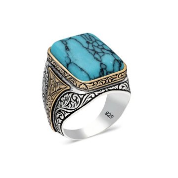 Firuze Taşlı Gümüş Yüzük 15