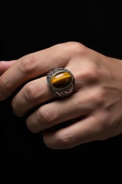 Kaplangözü Taşlı Gümüş Erkek Yüzük