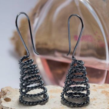 Burgulu Sarmal Gümüş Küpe