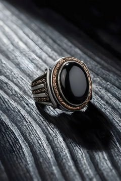 Yadigar Model Oniks Taşlı Gümüş Erkek Yüzük