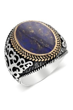 Lapis Lazuli Taşlı Gümüş Erkek Yüzük