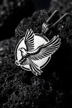 Kartal Model Unisex Gümüş Kolye