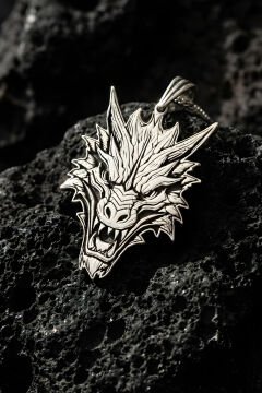 Ejdarha Kafası Model Unisex Gümüş Kolye