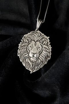 Aslan Başı Model Unisex Gümüş Kolye