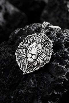 Aslan Başı Model Unisex Gümüş Kolye