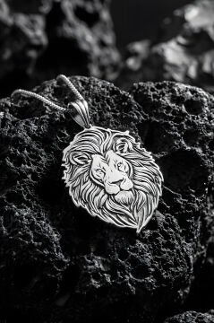 Aslan Başı Model Unisex Gümüş Kolye