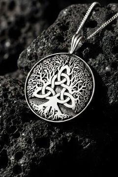 Kelt Hayat Ağacı Model Unisex Gümüş Kolye