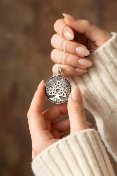 Kelt Hayat Ağacı Model Unisex Gümüş Kolye