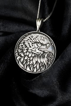 Kartal Başı Model Unisex Gümüş Kolye