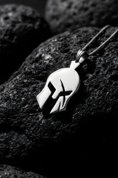 Spartalı Miğferi Model Unisex Gümüş Kolye