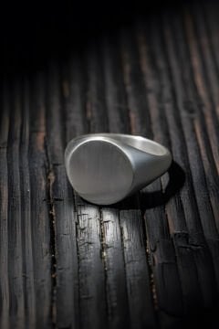 Mat Yuvarlak Model Sade Gümüş Erkek Şövalye Yüzüğü