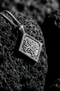 Yin Yang Hayat Ağacı Model Unisex Gümüş Kolye