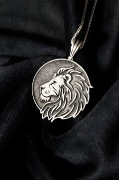 Aslan Başı Model Unisex Gümüş Kolye