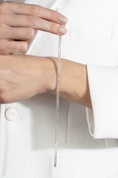 Gurmet Model Gümüş 2,10 mm Genişlik Bileklik