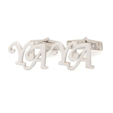 Kişiye Özel Çift Harfli Gümüş Kol Düğmesi