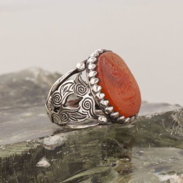 Eski Akik Üzeri Ya Rezzak Kazıma El İşi Yüzük