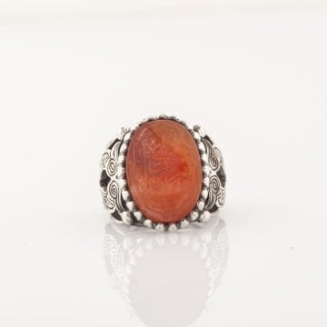 Eski Akik Üzeri Ya Rezzak Kazıma El İşi Yüzük