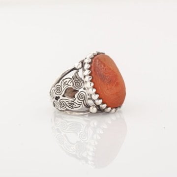 Eski Akik Üzeri Ya Rezzak Kazıma El İşi Yüzük