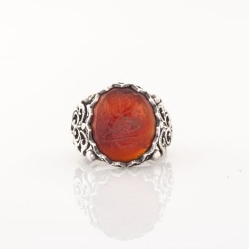 Eski Akik Üzeri Nurun Ala Nur Kazıma El İşi Yüzük