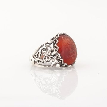 Eski Akik Üzeri Nurun Ala Nur Kazıma El İşi Yüzük