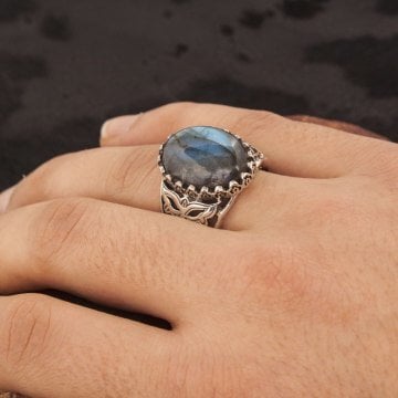 Labradorit Taşlı El İşi Selçuklu Model Yüzük