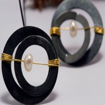 Halka İçi İnci Gümüş Küpe