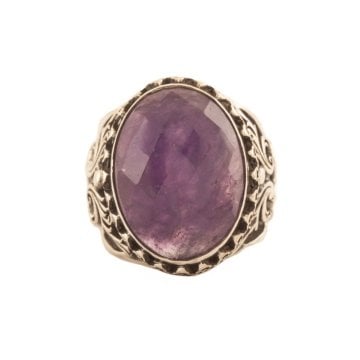 Ametist Taşlı El İşi Gümüş Yüzük