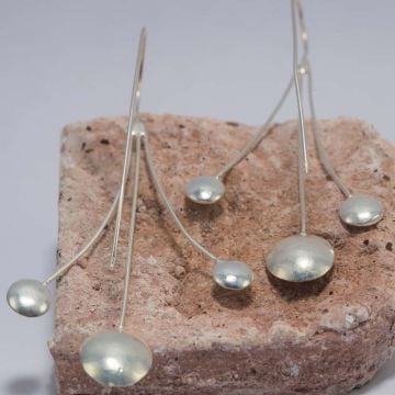 3'lü Daire Model Gümüş Küpe