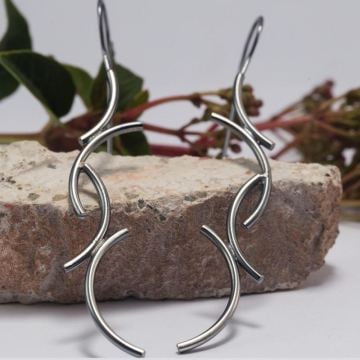 Yarım Çemberler Gümüş Küpe